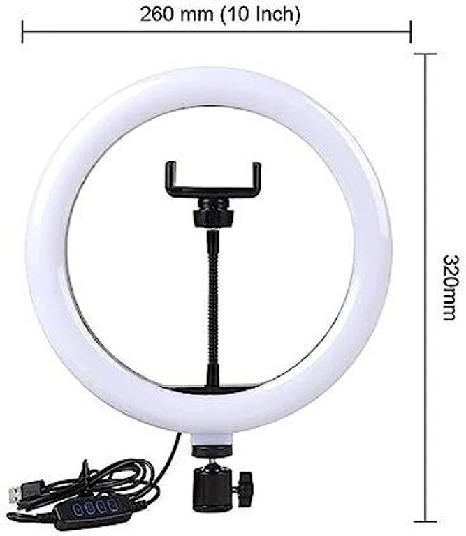 10 inch ring light 3 color Live Stream,YouTube Video Shooting Makeup,photography Ring Flash (White)